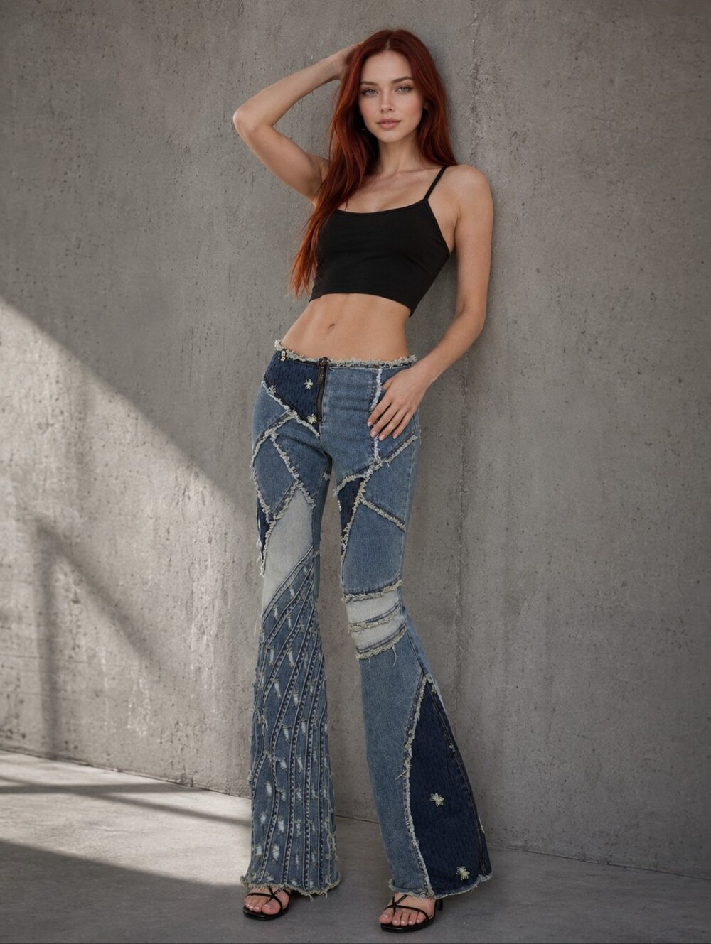 dELiA*s x Dolls Kill Raise the Vibration Patchwork Flare Jeans XS Y2K Fairy